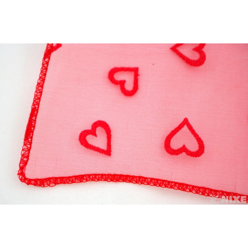 ORGANZA TISK SRDCE 12cmx10m*ČERVENÁ