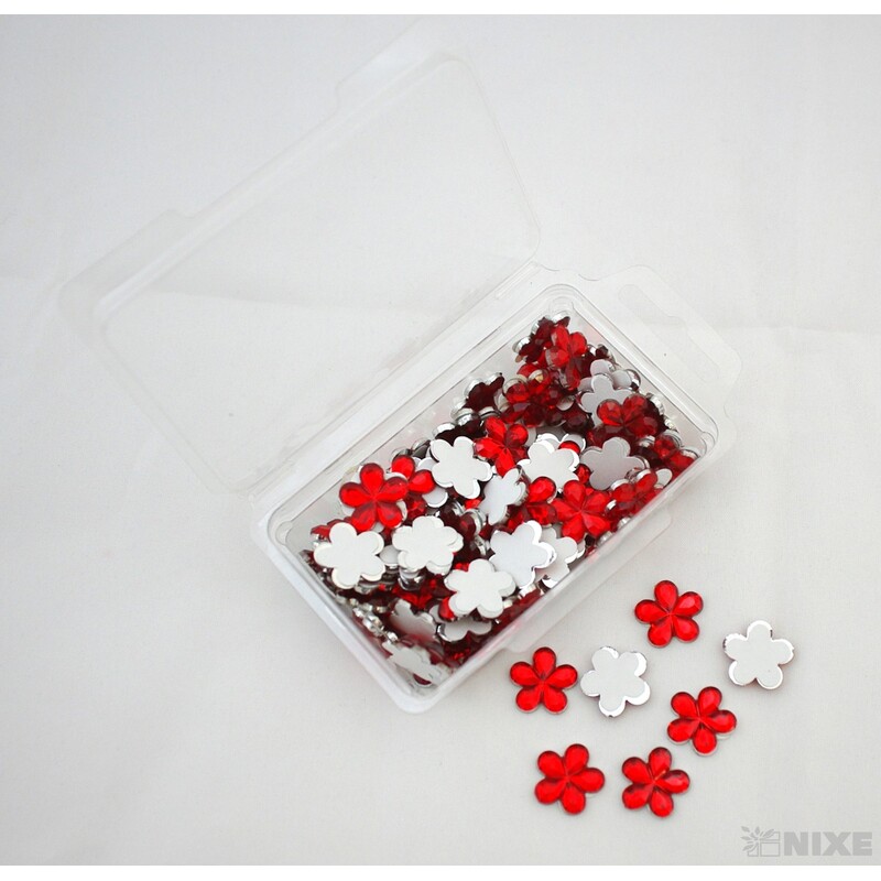 KVÍTEK AKRYL 1,5cm 100ks NALEPOVACÍ*ČERVENÁ