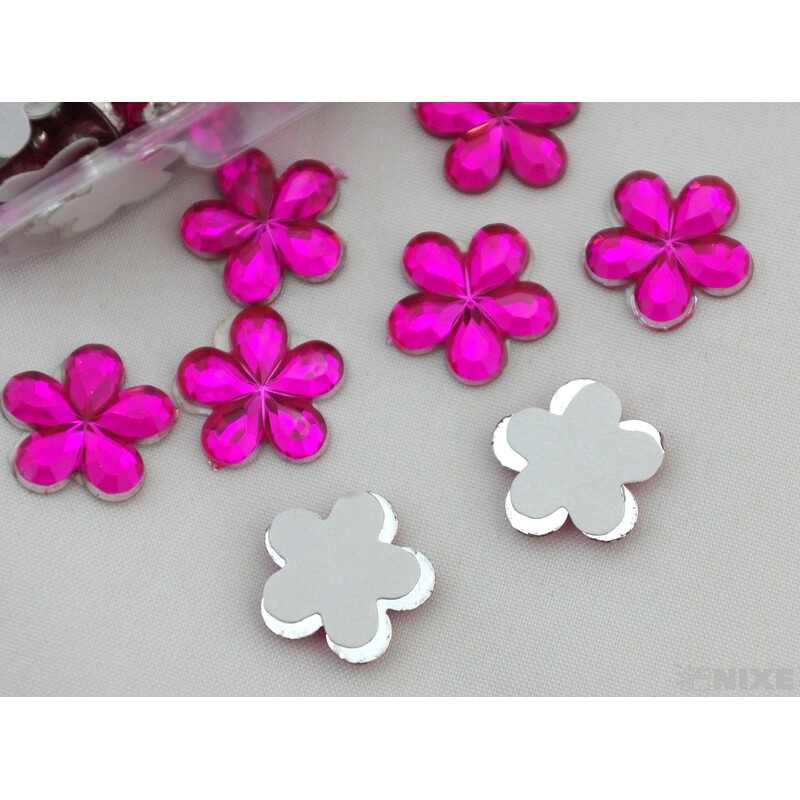 KVÍTEK AKRYL 1,5cm 100ks NALEPOVACÍ*RŮŽOVÁ