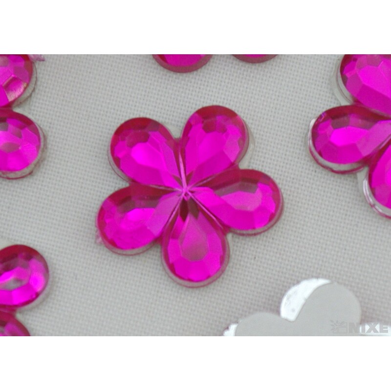 KVÍTEK AKRYL 1,5cm 100ks NALEPOVACÍ*RŮŽOVÁ