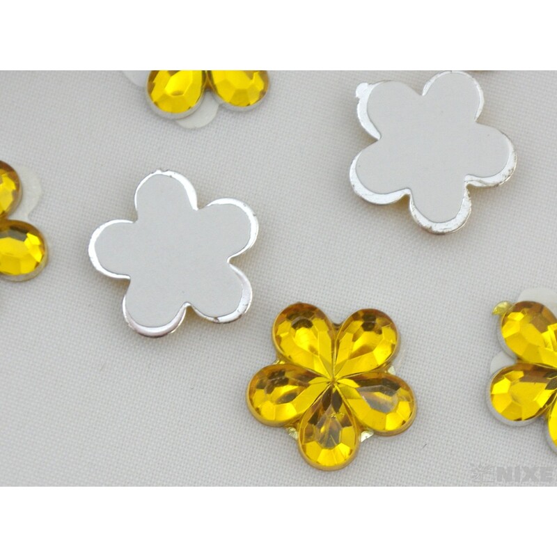 KVÍTEK AKRYL 1,5cm 100ks NALEPOVACÍ*ŽLUTÁ