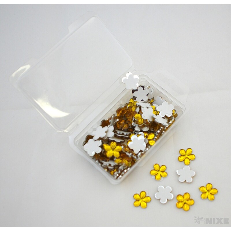 KVÍTEK AKRYL 1,5cm 100ks NALEPOVACÍ*ŽLUTÁ