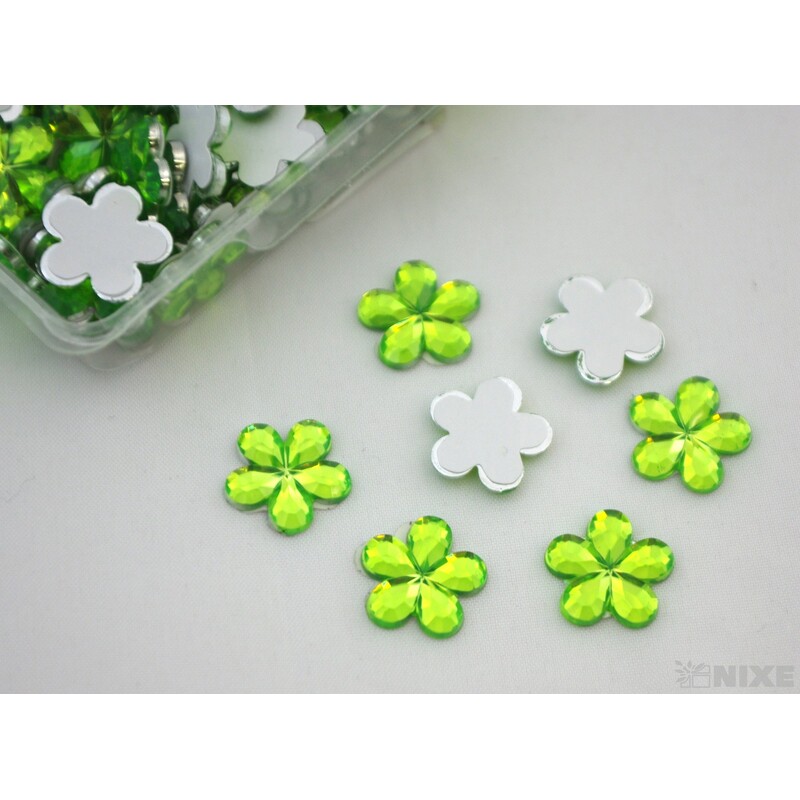 KVÍTEK AKRYL 1,5cm 100ks NALEPOVACÍ*ZELENÁ SV.