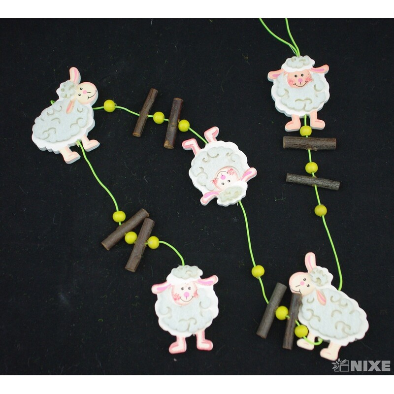 GIRLANDA OVEČKA 5x74cm*BÍLÁ