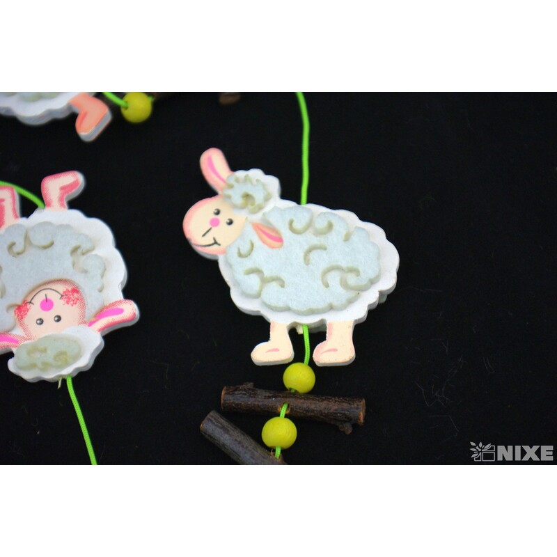 GIRLANDA OVEČKA 5x74cm*BÍLÁ