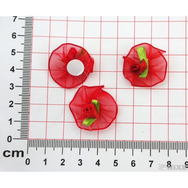 RŮŽIČKA NALEPOVACÍ 3cm 24ks*ČERVENÁ