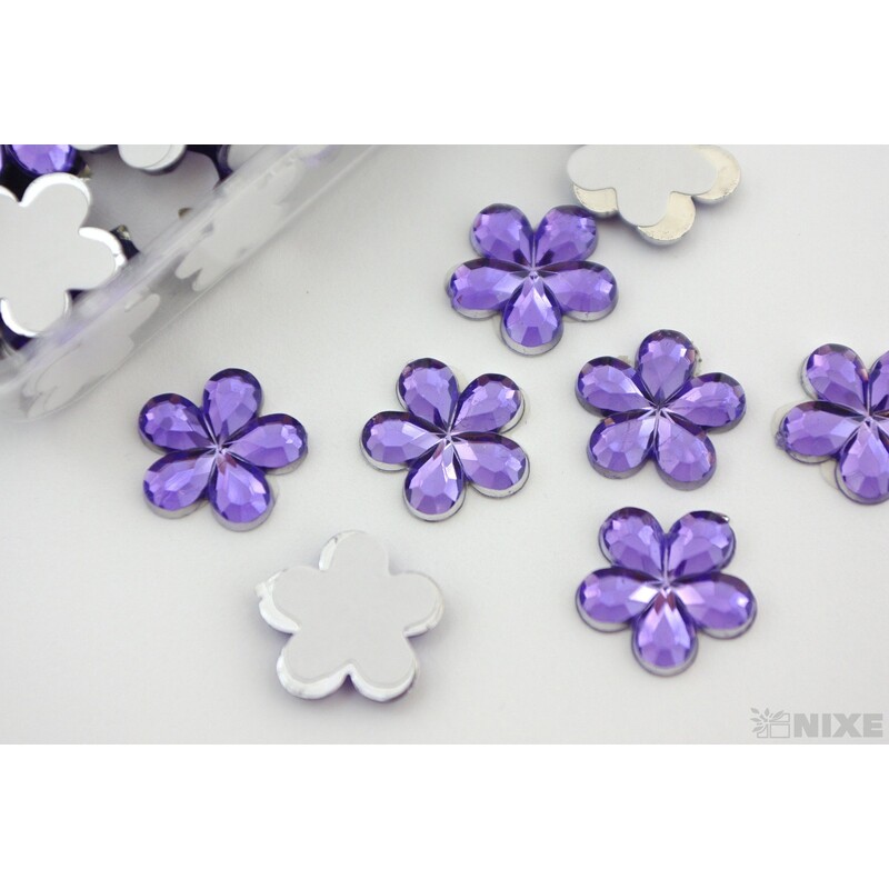 KVÍTEK AKRYL 1,5cm 100ks NALEPOVACÍ*FIALOVÁ SV.