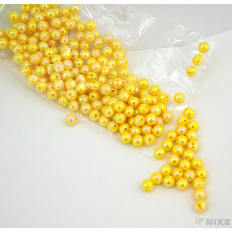 KORÁLKY 8mm cca 208ks*ŽLUTÁ