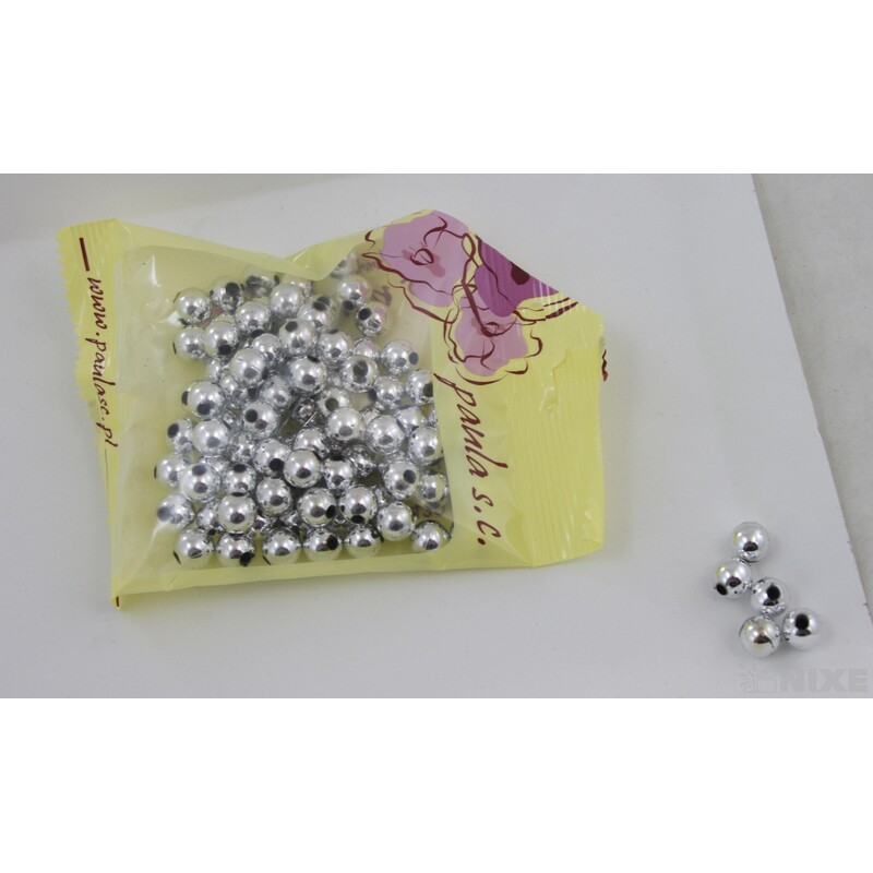 KORÁLKY 10mm cca 104ks METAL*STŘÍBRNÁ