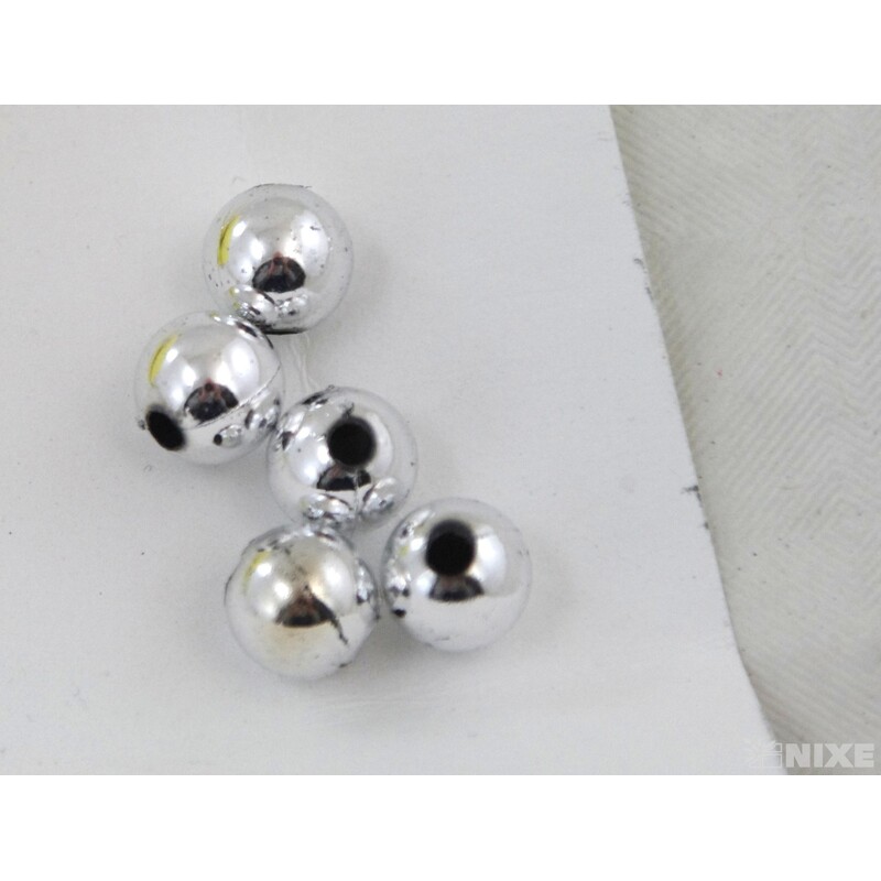 KORÁLKY 10mm cca 104ks METAL*STŘÍBRNÁ