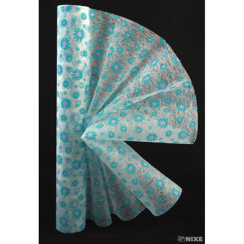 TEXTILIE VZOR KVÍTEK 50cmx10m*MODRÁ SV.