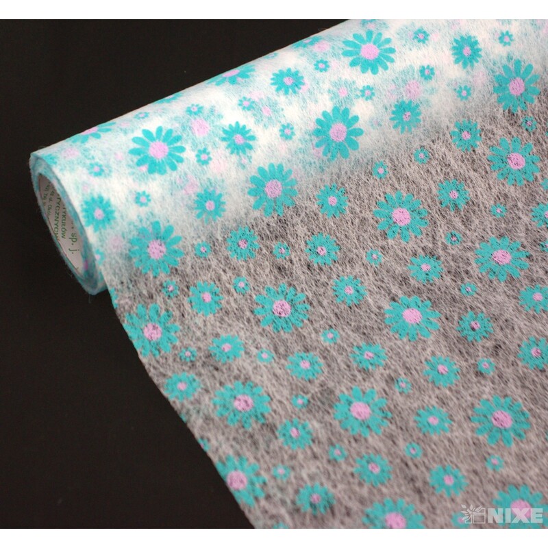 TEXTILIE VZOR KVÍTEK 50cmx10m*MODRÁ SV.