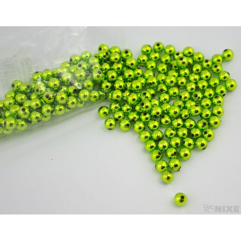 KORÁLKY 8mm cca 208ks METAL*ZELENÁ