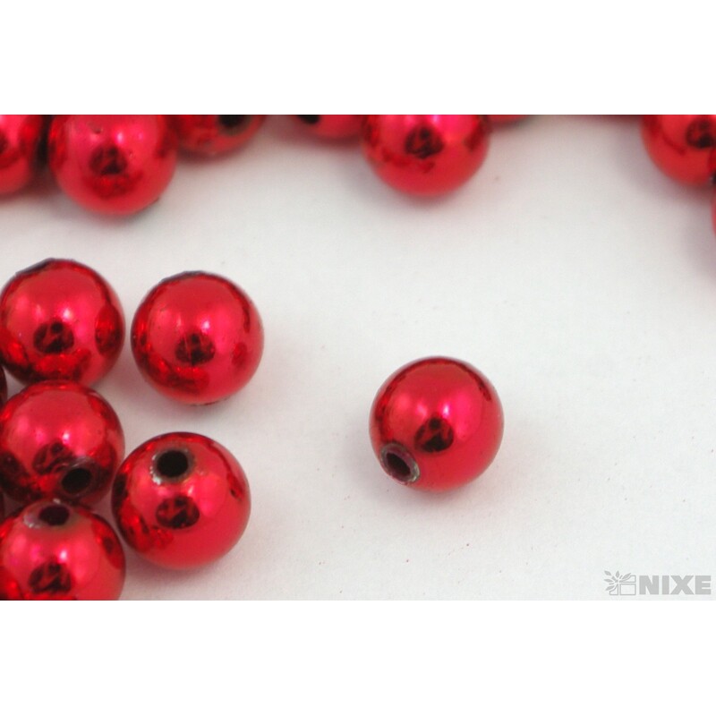 KORÁLKY 10mm cca 104ks METAL*ČERVENÁ