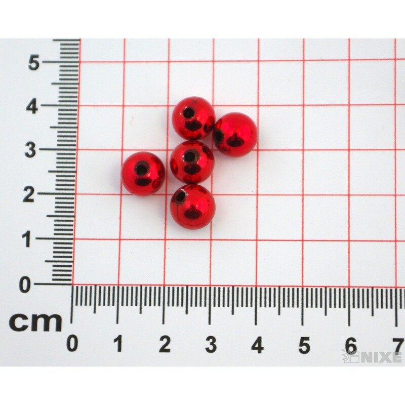 KORÁLKY 10mm cca 104ks METAL*ČERVENÁ