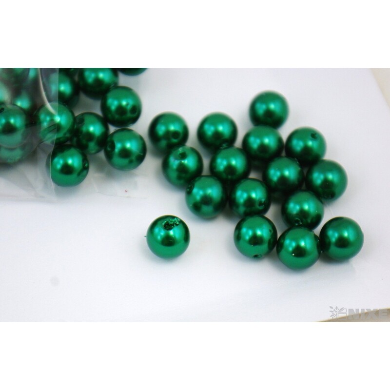 KORÁLKY 10mm cca 104ks METAL*ZELENÁ