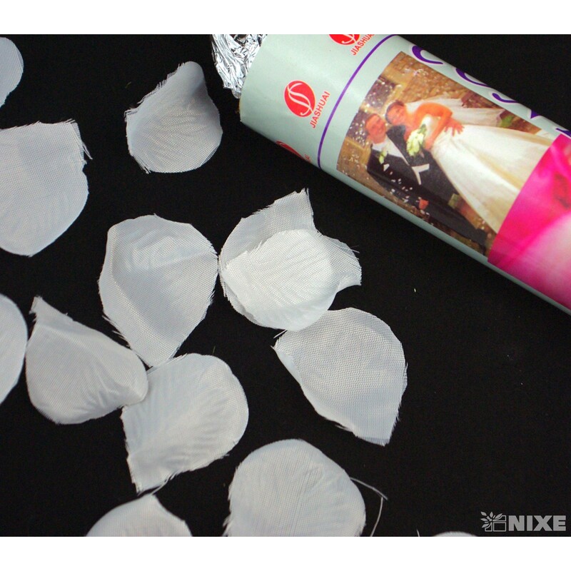 KONFETY VYSTŘELOVACÍ LÍSTEK 40cm*BÍLÁ