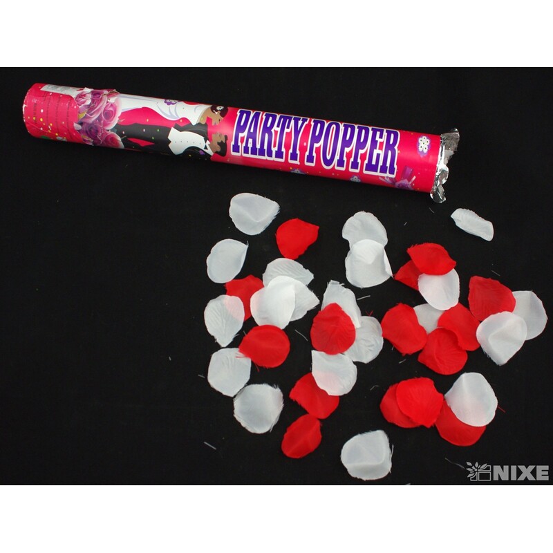 KONFETY VYSTŘELOVACÍ LÍSTEK 40cm*BÍLÁ+ČERVENÁ