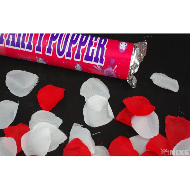 KONFETY VYSTŘELOVACÍ LÍSTEK 40cm*BÍLÁ+ČERVENÁ