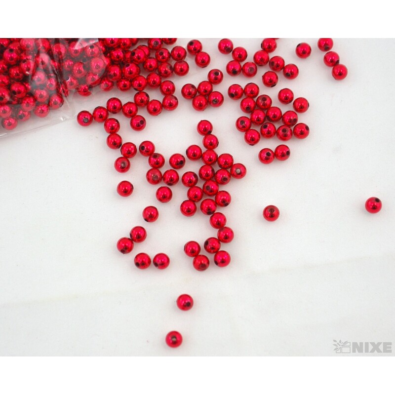 KORÁLKY 6mm 50g METAL*ČERVENÁ