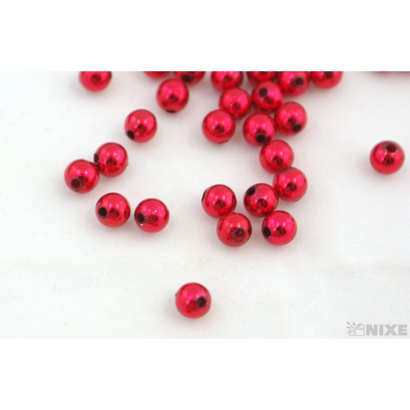 KORÁLKY 6mm 50g METAL*ČERVENÁ