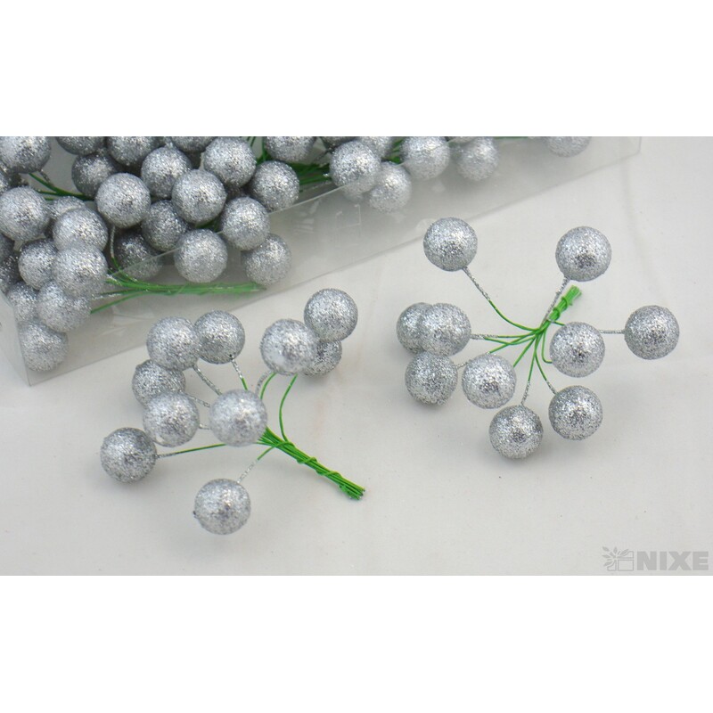 KOULE NA DRÁTKU 2x9,5cm 180ks*STŘÍBRNÁ