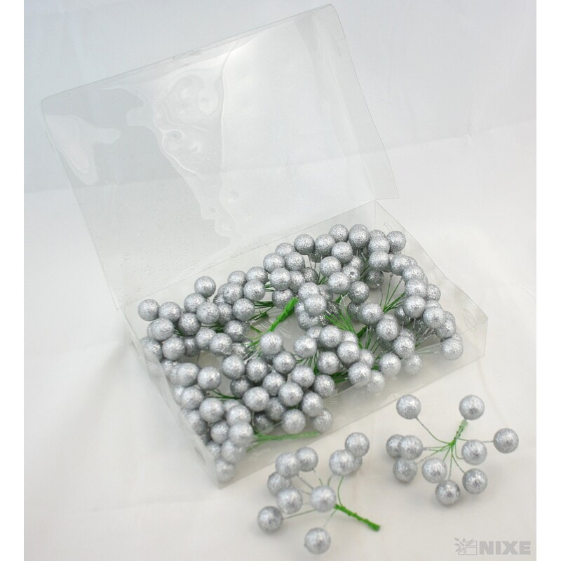 KOULE NA DRÁTKU 2x9,5cm 180ks*STŘÍBRNÁ