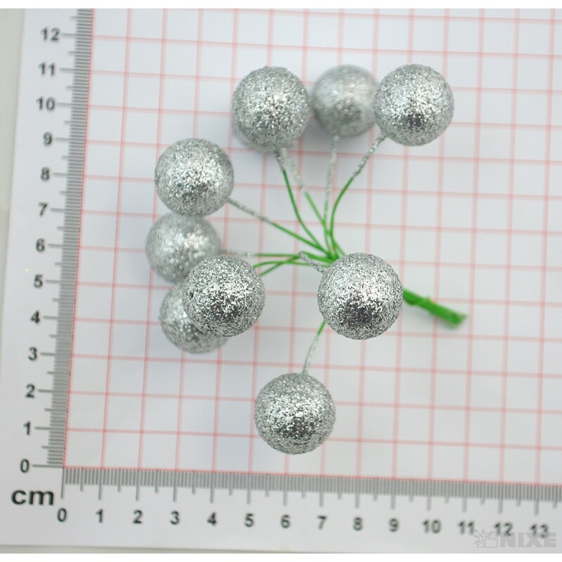 KOULE NA DRÁTKU 2x9,5cm 180ks*STŘÍBRNÁ