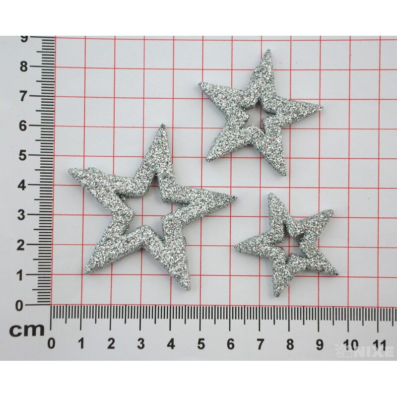 HVĚZDA 4-6cm 24ks*STŘÍBRNÁ
