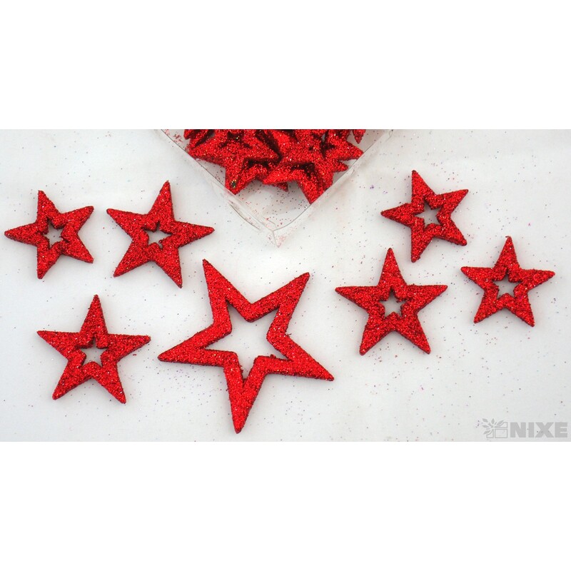 HVĚZDA 4-6cm 24ks*ČERVENÁ
