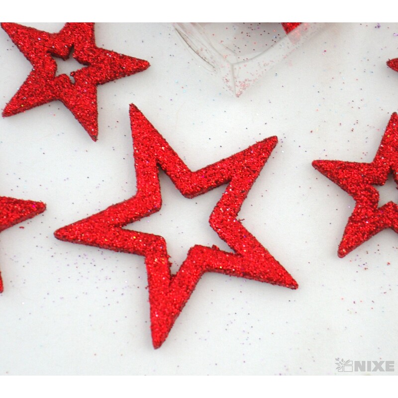 HVĚZDA 4-6cm 24ks*ČERVENÁ