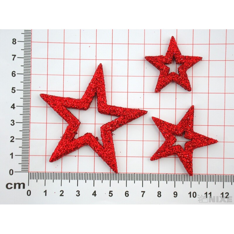 HVĚZDA 4-6cm 24ks*ČERVENÁ