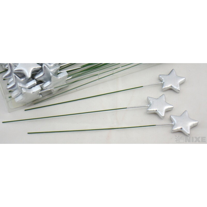 ZÁPICH HVĚZDA MAT 4x22cm 60ks*STŘÍBRNÁ