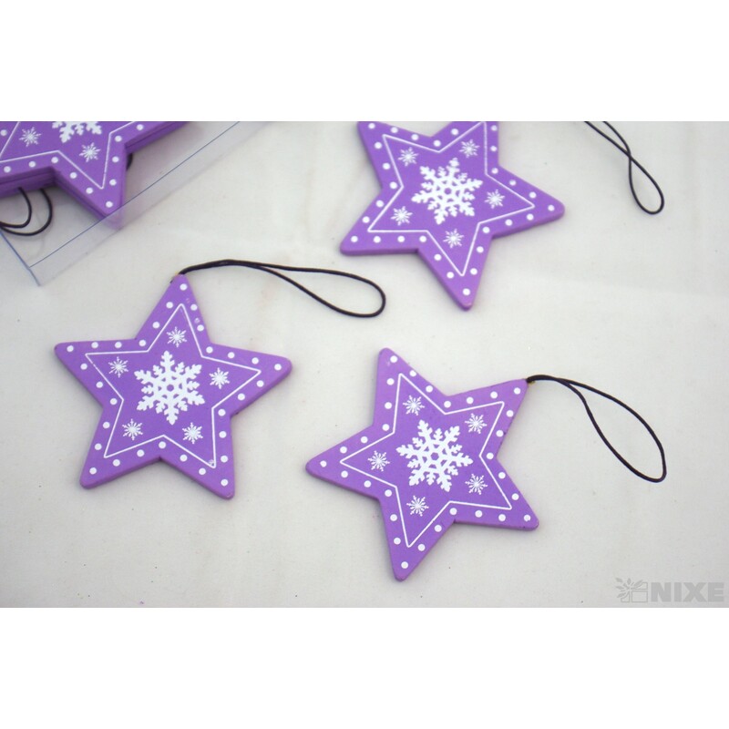 ZÁVĚS HVĚZDA 8cm 8ks*FIALOVÁ