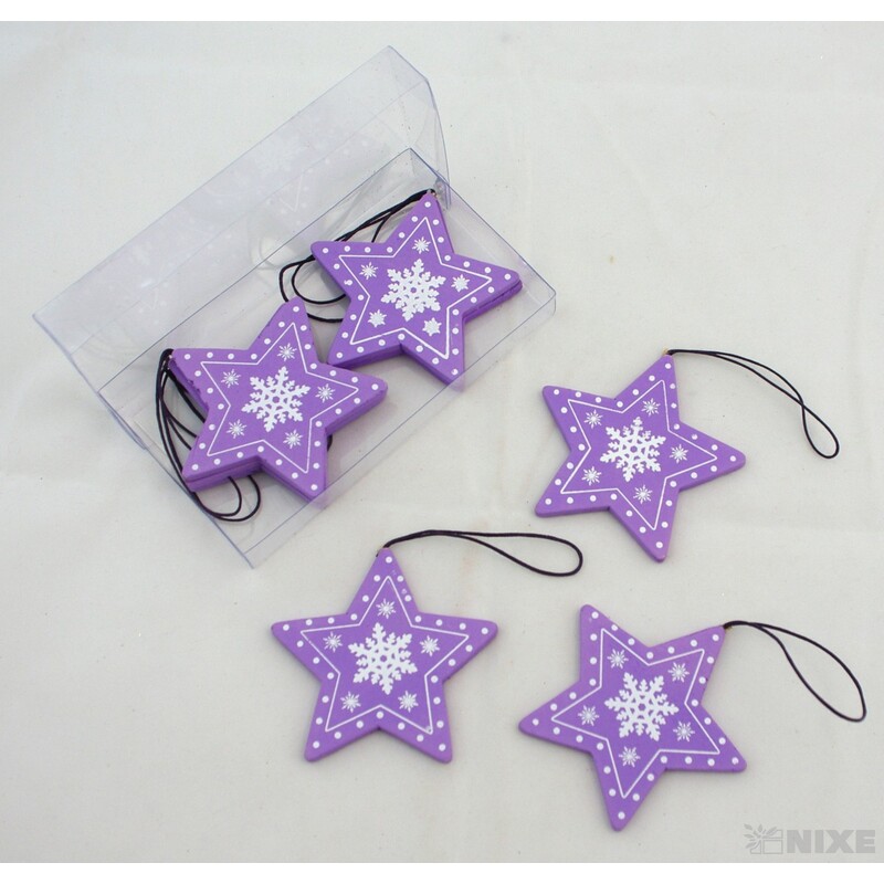 ZÁVĚS HVĚZDA 8cm 8ks*FIALOVÁ