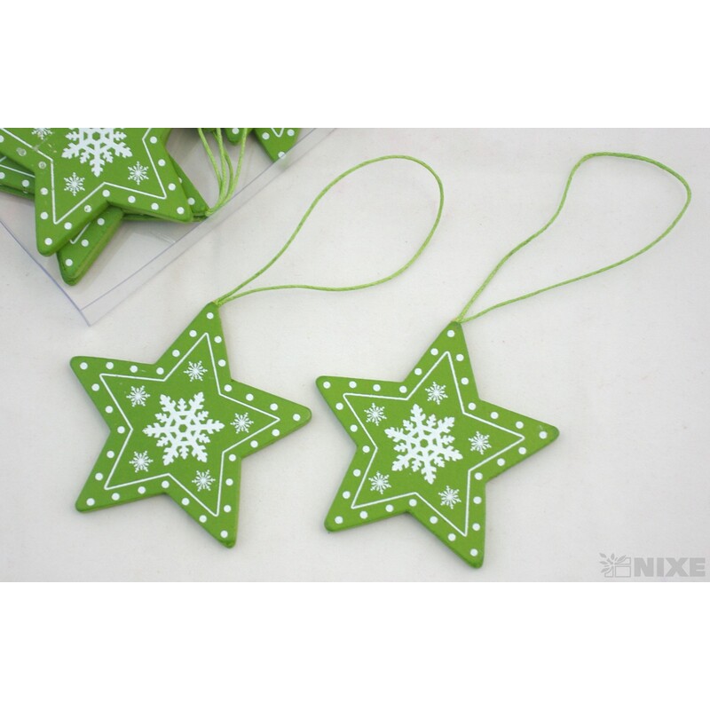 ZÁVĚS HVĚZDA 8cm 8ks*ZELENÁ