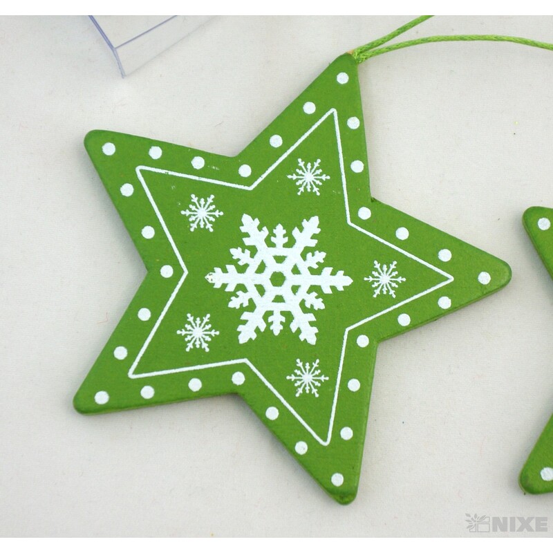 ZÁVĚS HVĚZDA 8cm 8ks*ZELENÁ