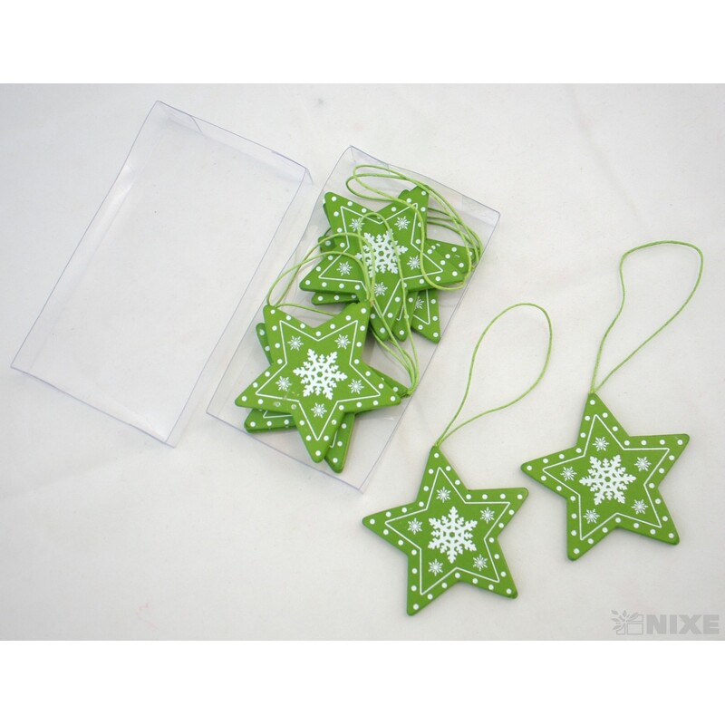 ZÁVĚS HVĚZDA 8cm 8ks*ZELENÁ