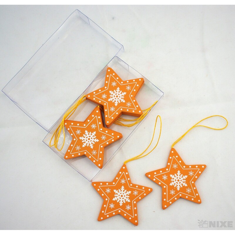 ZÁVĚS HVĚZDA 8cm 8ks*ORANŽOVÁ