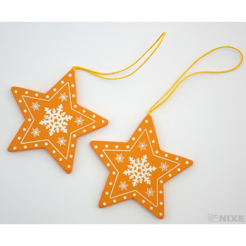 ZÁVĚS HVĚZDA 8cm 8ks*ORANŽOVÁ