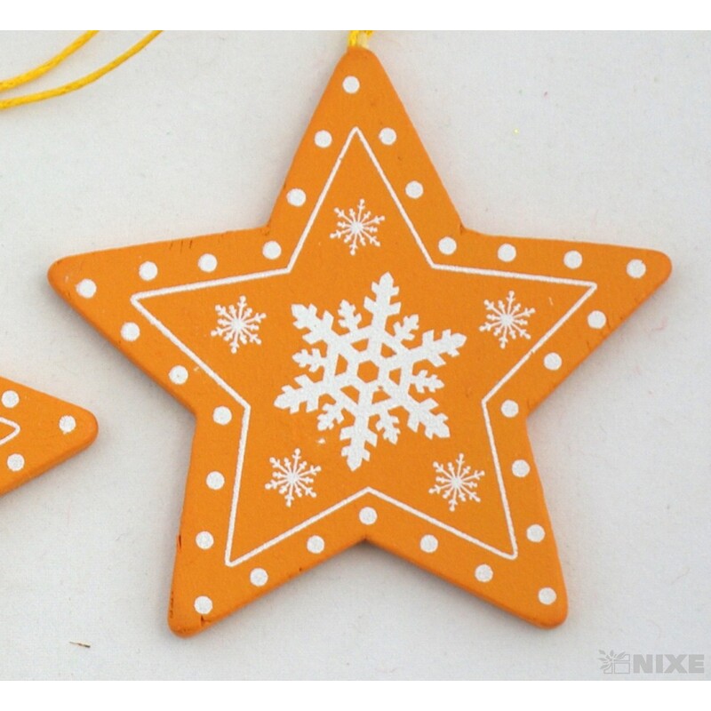 ZÁVĚS HVĚZDA 8cm 8ks*ORANŽOVÁ