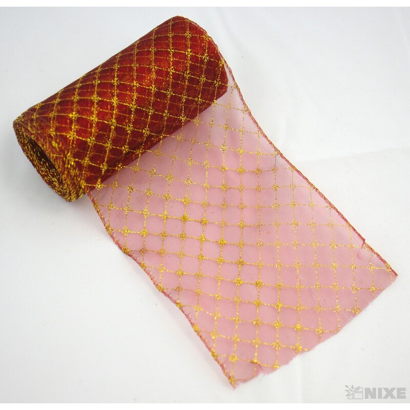 ORGANZA VZOR ORNAMENT 12cmx10yd*BORDOVÁ