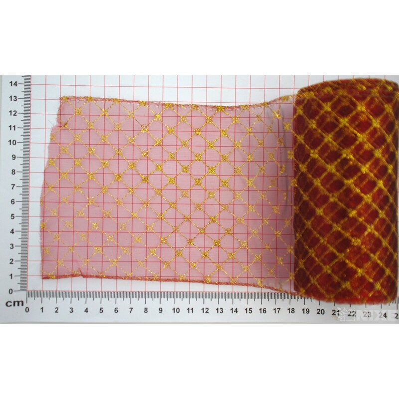 ORGANZA VZOR ORNAMENT 12cmx10yd*BORDOVÁ