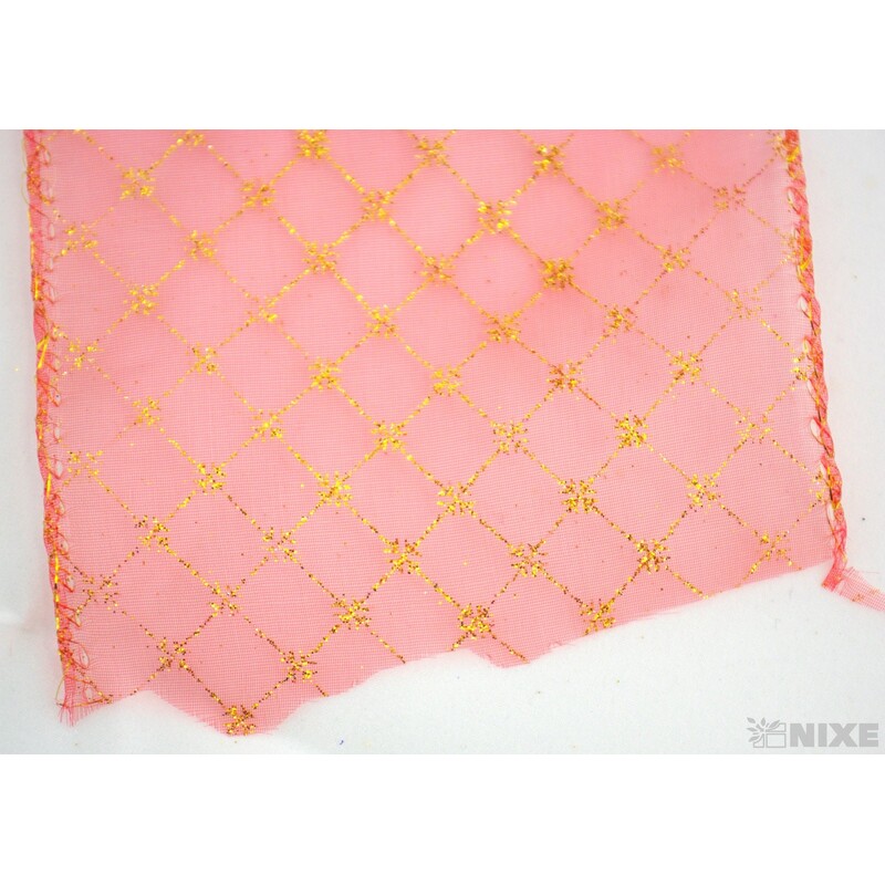 ORGANZA VZOR ORNAMENT 12cmx10yd*ČERVENÁ 5040