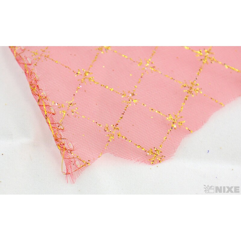 ORGANZA VZOR ORNAMENT 12cmx10yd*ČERVENÁ 5040