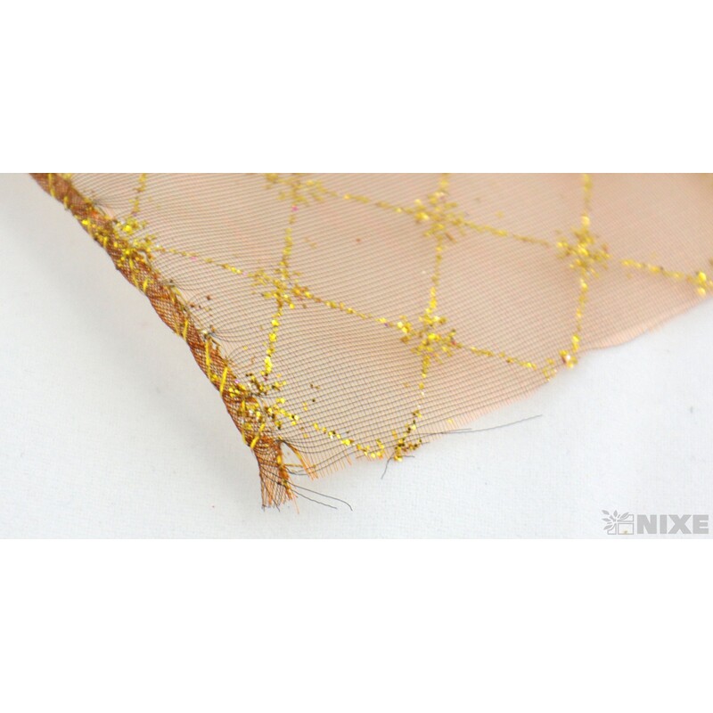 ORGANZA VZOR ORNAMENT 12cmx10yd*HNĚDÁ 5105