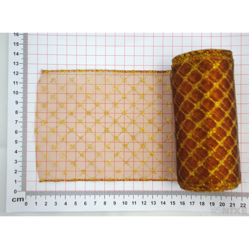 ORGANZA VZOR ORNAMENT 12cmx10yd*HNĚDÁ 5105