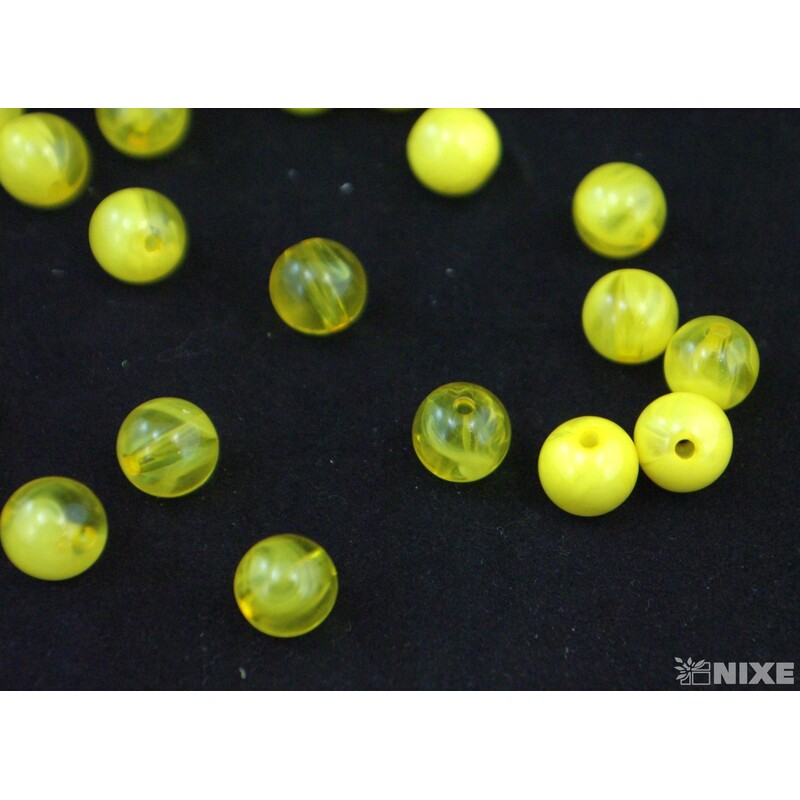 KORÁLKY DUHA 10mm cca 90ks*ŽLUTÁ TM.