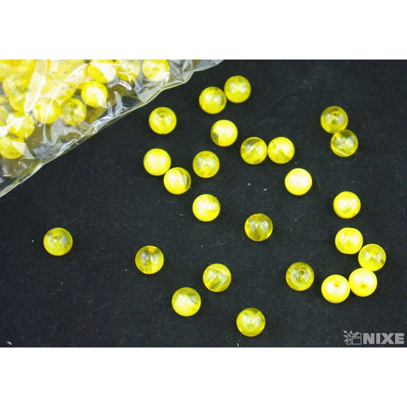 KORÁLKY DUHA 10mm cca 90ks*ŽLUTÁ TM.