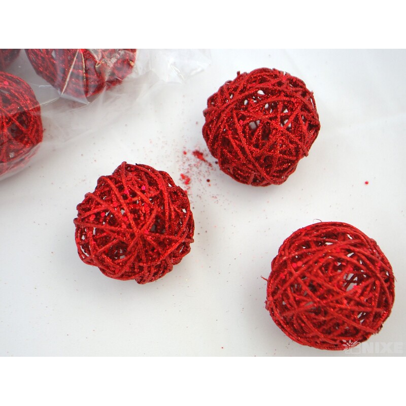 KOULE RATTAN METAL 7,5cm*MIX BAREV